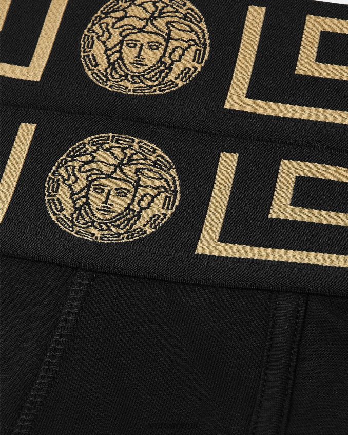 Men Versace Greca Border Trunks 2-Pack 6D2D061753 Black Underwear & Beachwear