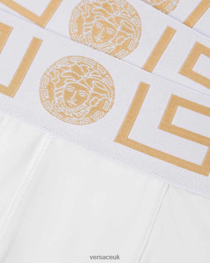 Men Versace Greca Border Trunks 3-Pack 6D2D061749 White/Gold Underwear & Beachwear