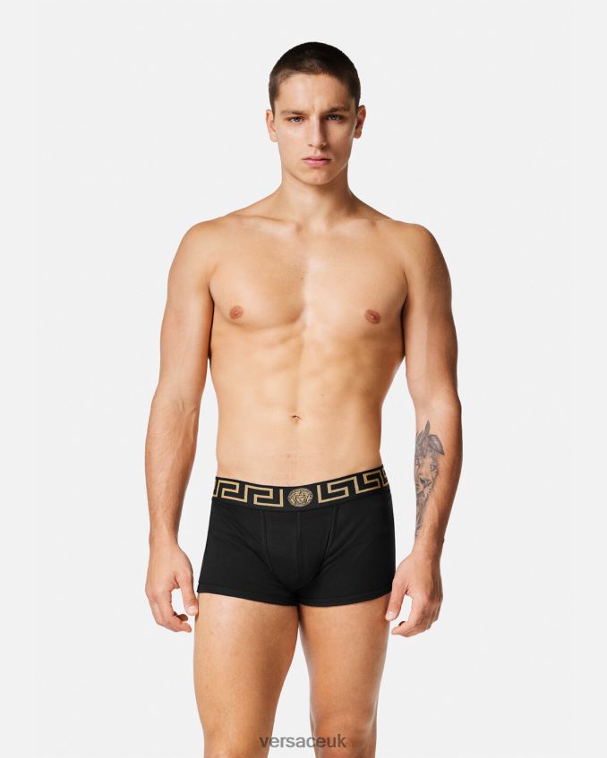 Men Versace Greca Border Trunks 3-Pack 6D2D061750 Black Underwear & Beachwear