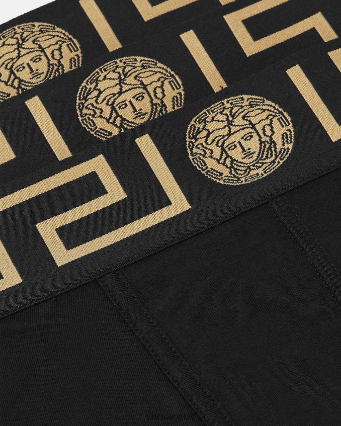 Men Versace Greca Border Trunks 3-Pack 6D2D061750 Black Underwear & Beachwear