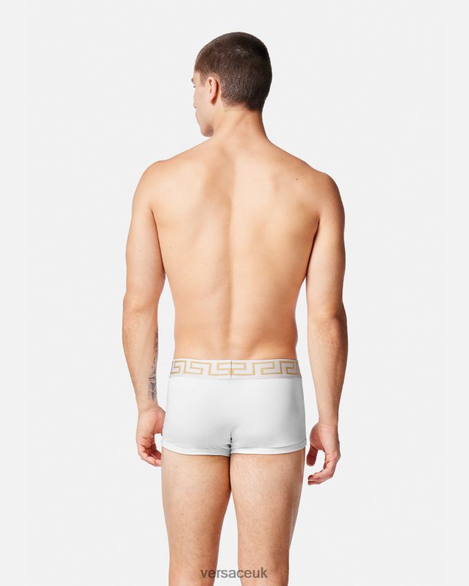 Men Versace Greca Border Trunks 3-Pack 6D2D061751 White & Black & Gray Underwear & Beachwear