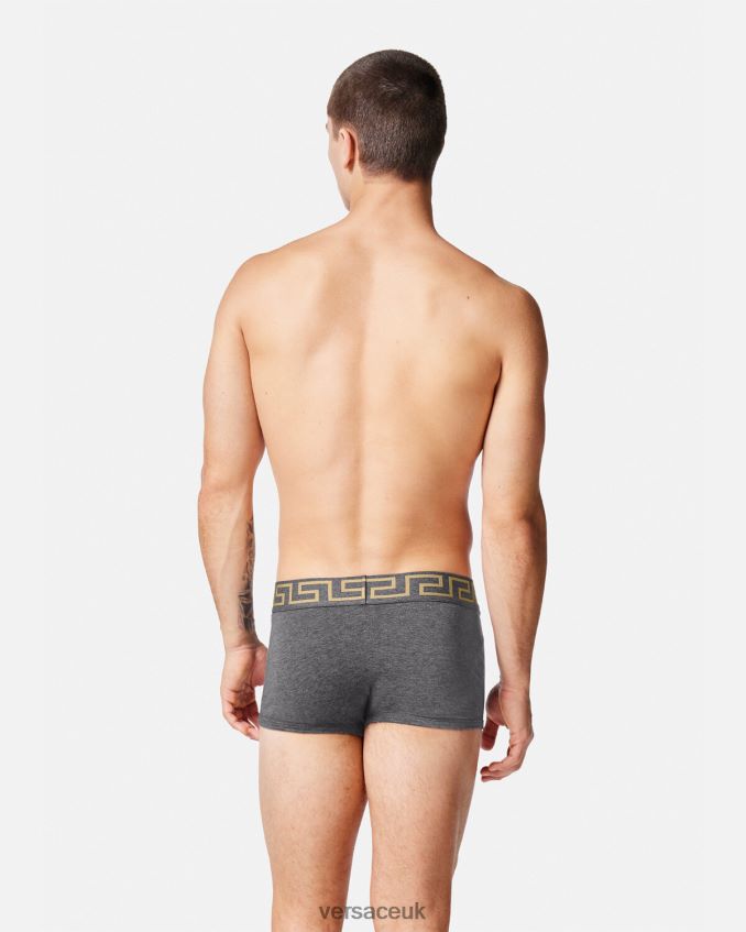 Men Versace Greca Border Trunks 3-Pack 6D2D061751 White & Black & Gray Underwear & Beachwear