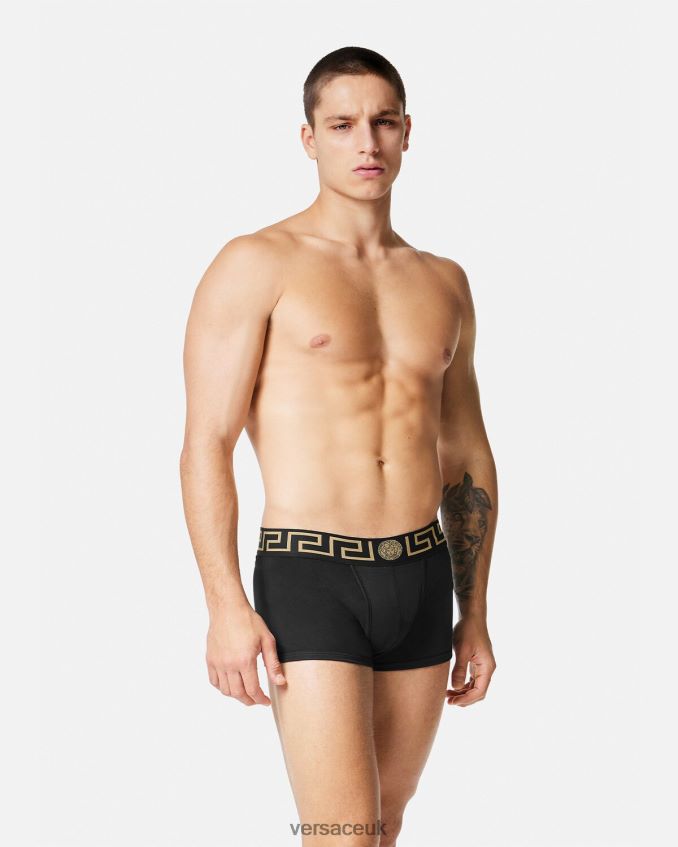 Men Versace Greca Border Trunks 3-Pack 6D2D061751 White & Black & Gray Underwear & Beachwear