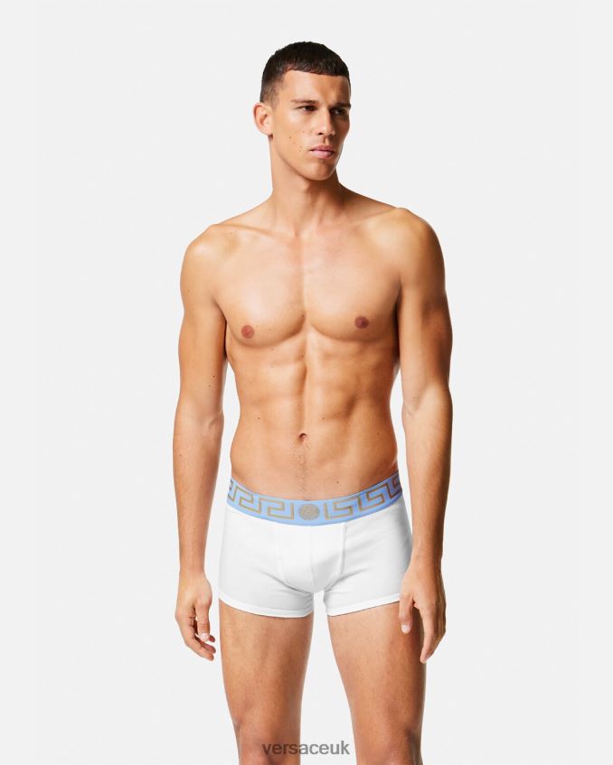Men Versace Greca Border Trunks 6D2D061744 White Underwear & Beachwear