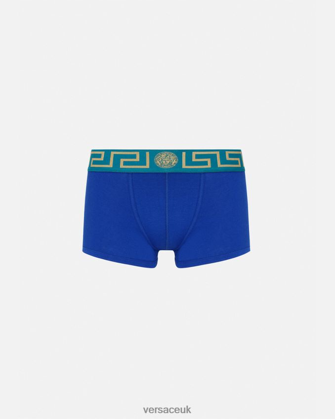 Men Versace Greca Border Trunks 6D2D061745 Blue Underwear & Beachwear