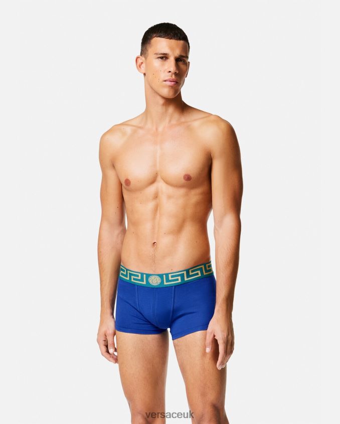 Men Versace Greca Border Trunks 6D2D061745 Blue Underwear & Beachwear