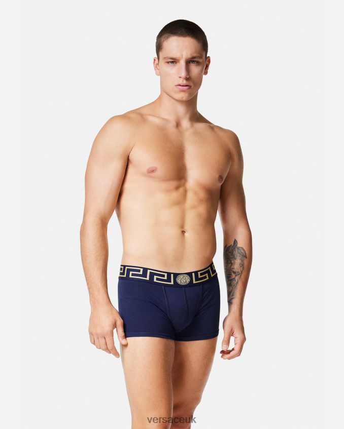 Men Versace Greca Border Trunks 6D2D061756 Blue Underwear & Beachwear