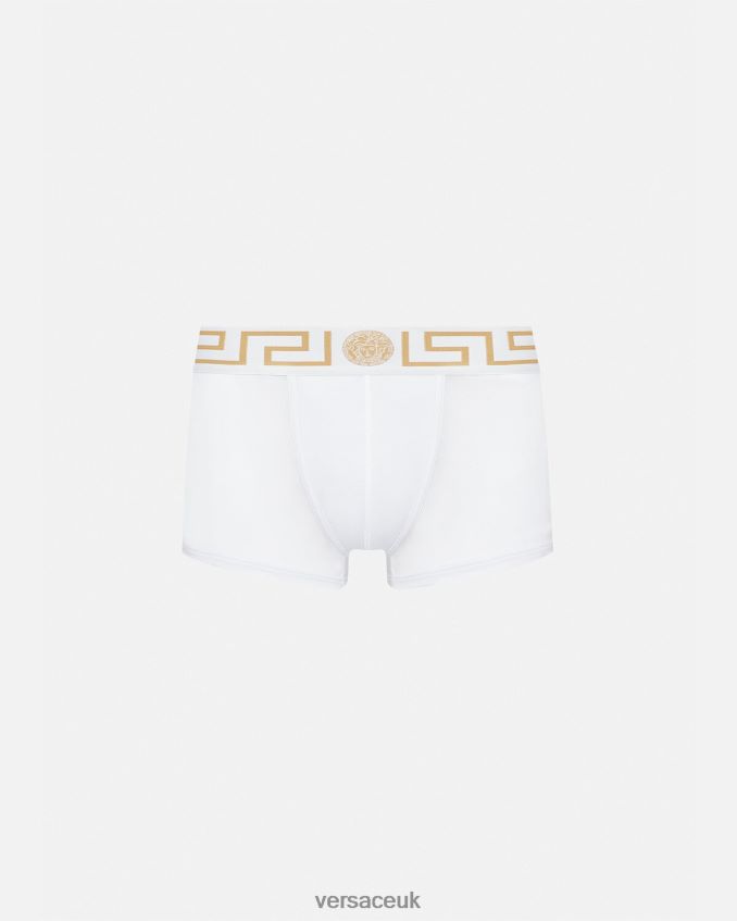 Men Versace Greca Border Trunks 6D2D061758 White/Gold Underwear & Beachwear