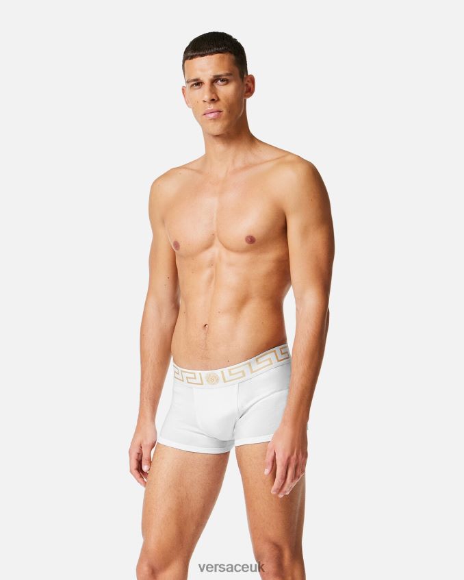 Men Versace Greca Border Trunks 6D2D061758 White/Gold Underwear & Beachwear