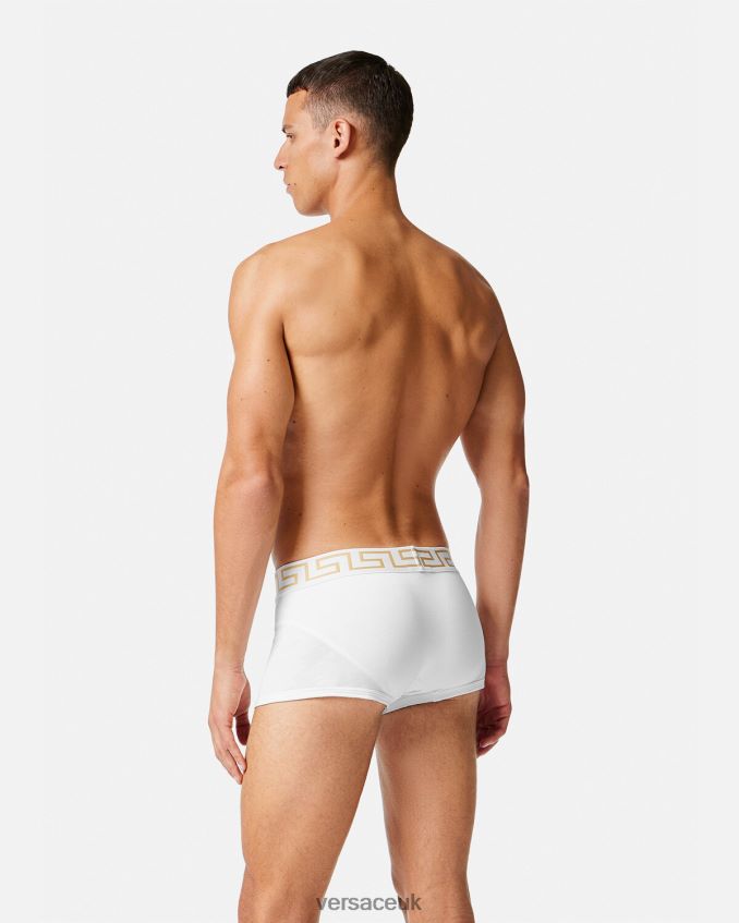 Men Versace Greca Border Trunks 6D2D061758 White/Gold Underwear & Beachwear