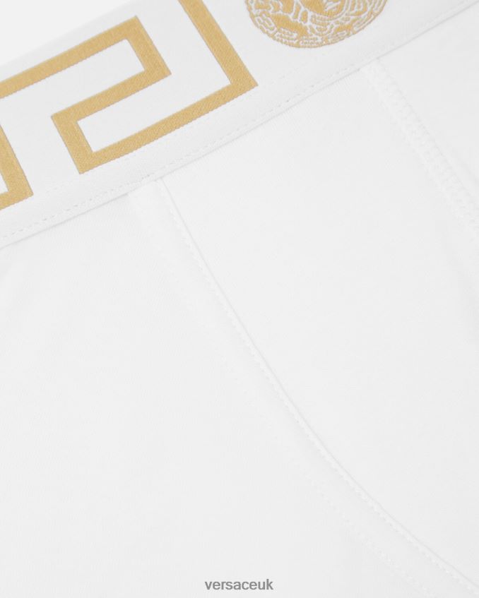Men Versace Greca Border Trunks 6D2D061758 White/Gold Underwear & Beachwear