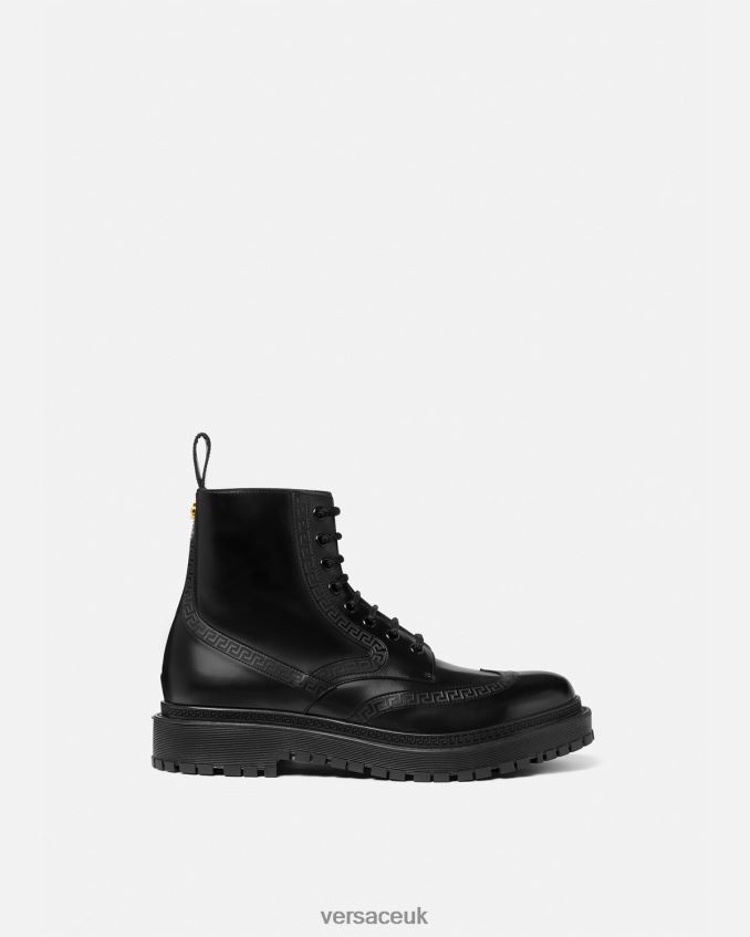 Men Versace Greca Ankle Boots 6D2D061579 Black Shoe