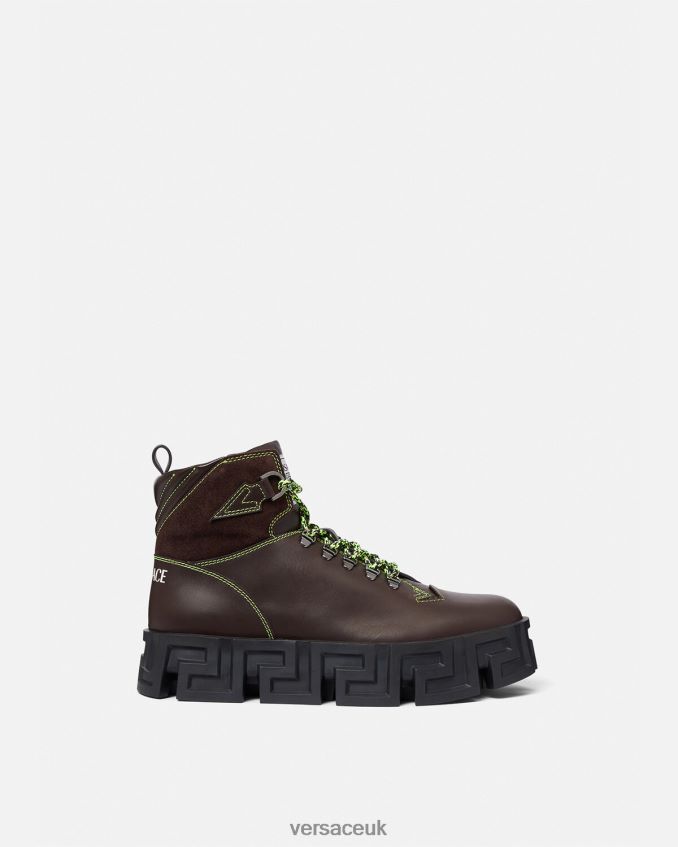 Men Versace Greca Labyrinth Hiking Boots 6D2D061582 Brown Shoe
