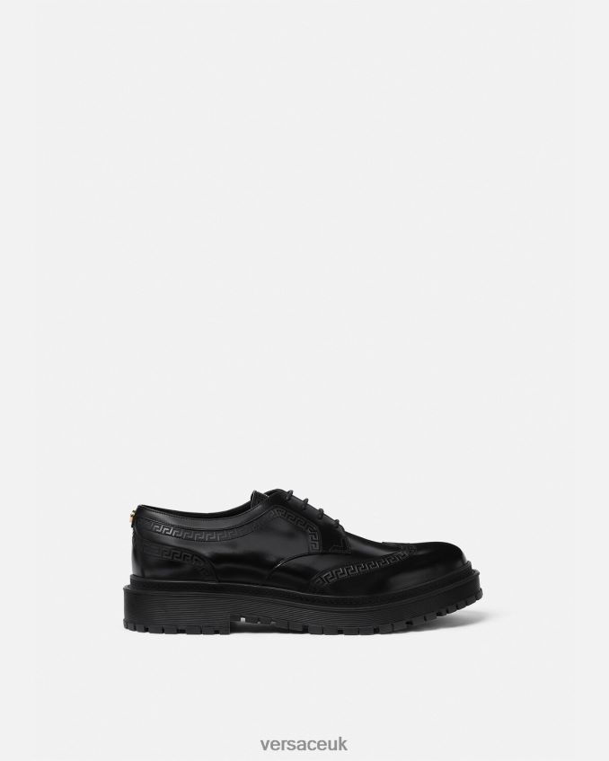 Men Versace Greca Derby Shoes 6D2D061559 Black Shoe