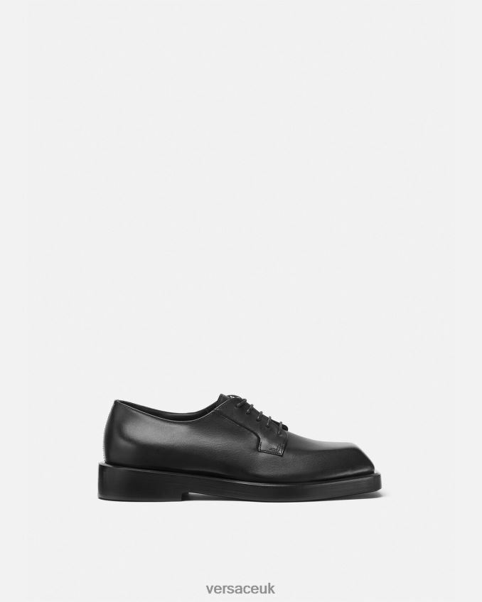 Men Versace Squared Derby Shoes 6D2D061561 Black Shoe