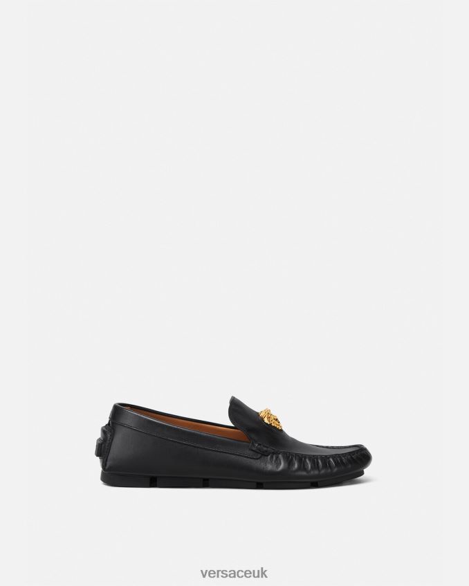 Men Versace La Medusa Driver Shoes 6D2D061602 Black Shoe