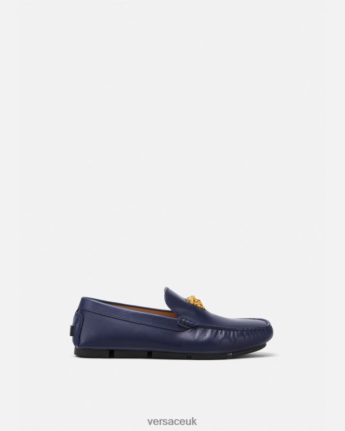 Men Versace La Medusa Driver Shoes 6D2D061606 Navy Shoe
