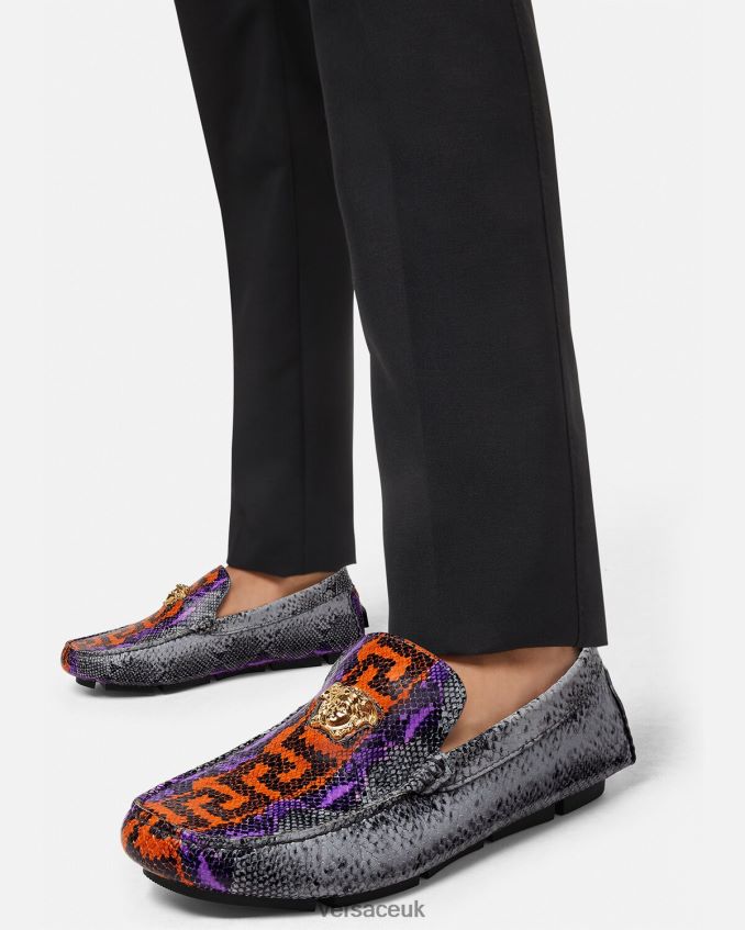 Men Versace Python Greca Print La Medusa Loafers 6D2D061574 Multicolor Shoe