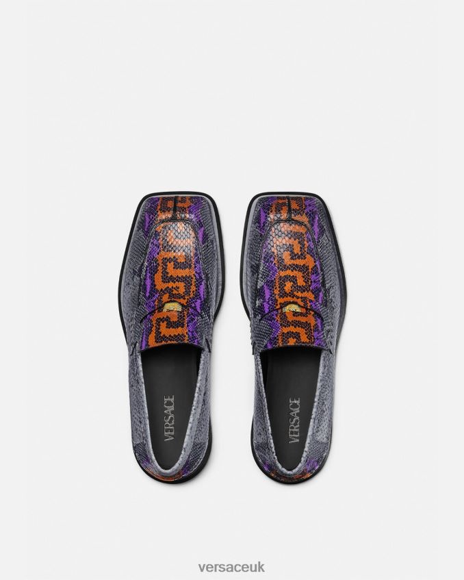 Men Versace Python Greca Print Squared Loafers 6D2D061575 Multicolor Shoe