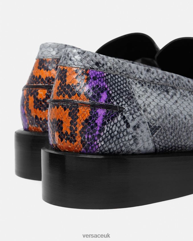 Men Versace Python Greca Print Squared Loafers 6D2D061575 Multicolor Shoe