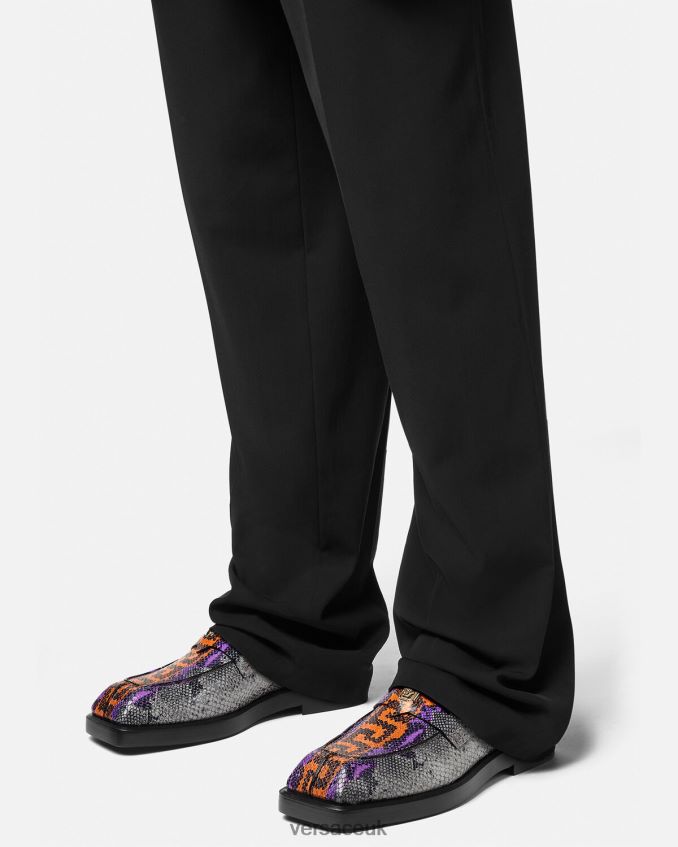 Men Versace Python Greca Print Squared Loafers 6D2D061575 Multicolor Shoe