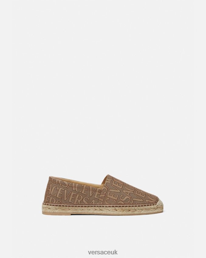 Men Versace Allover Espadrilles 6D2D061563 Brown Shoe