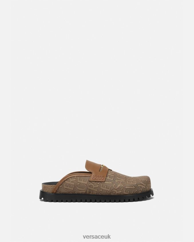 Men Versace Allover Medusa Mules 6D2D061565 Brown Shoe