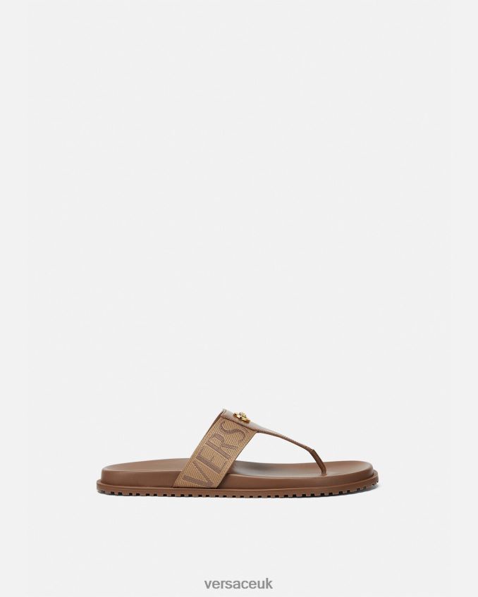 Men Versace Allover Sandals 6D2D061583 Brown Shoe
