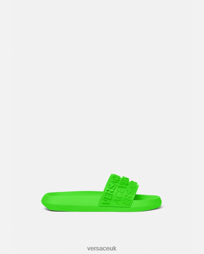 Men Versace Allover Sliders 6D2D061597 Green Shoe