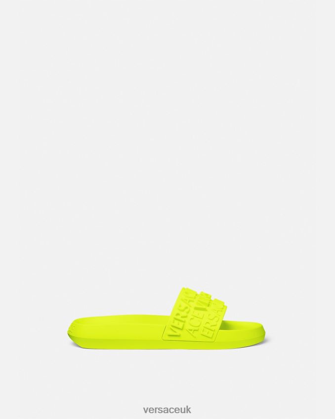 Men Versace Allover Sliders 6D2D061599 Lime Shoe