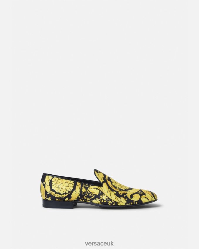 Men Versace Barocco Satin Slippers 6D2D061566 Print Shoe