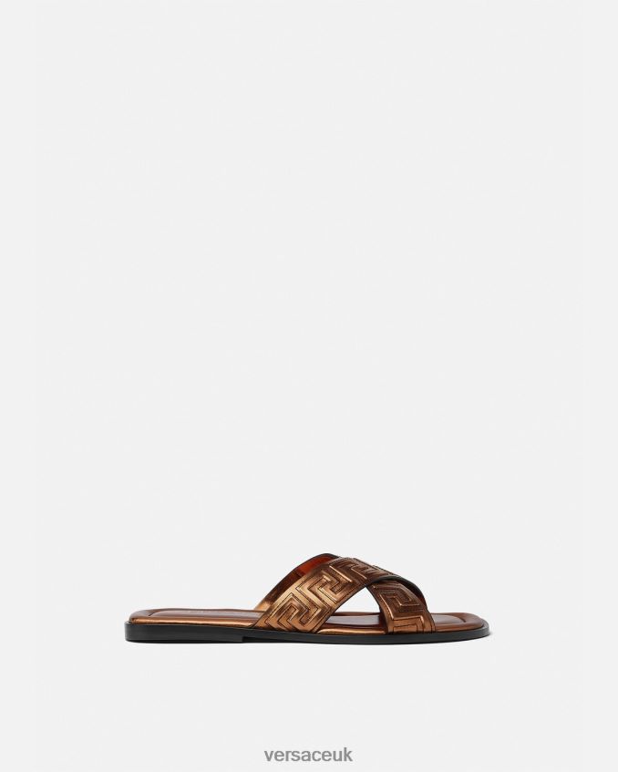 Men Versace Greca Sandals 6D2D061595 Bronze Shoe