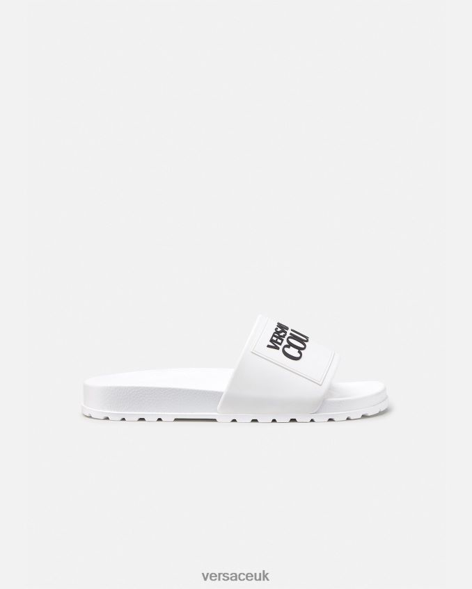Men Versace Logo Rubber Slides 6D2D062467 White Shoe