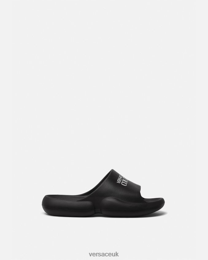 Men Versace Tago Logo Slides 6D2D062451 Black Shoe