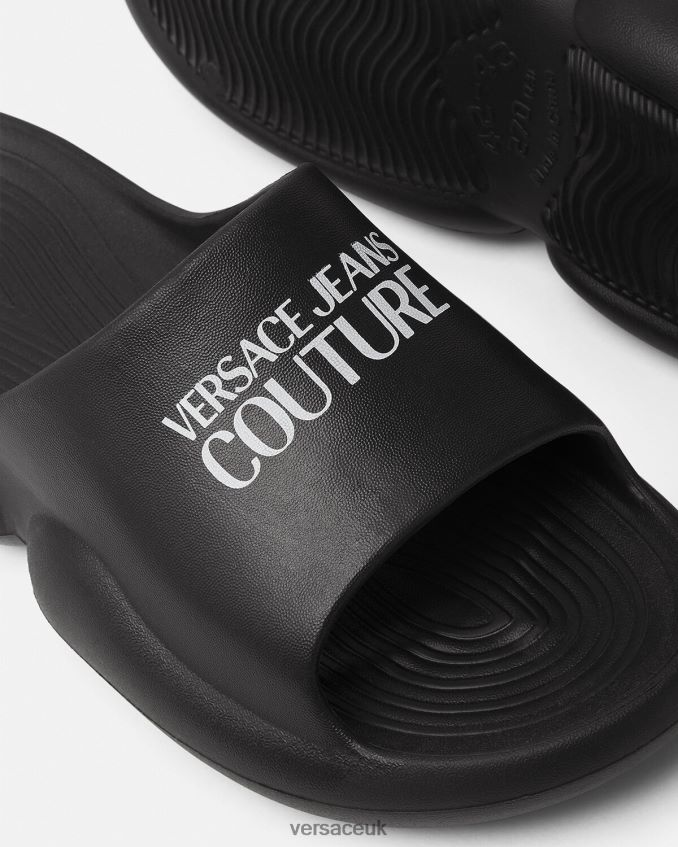 Men Versace Tago Logo Slides 6D2D062451 Black Shoe