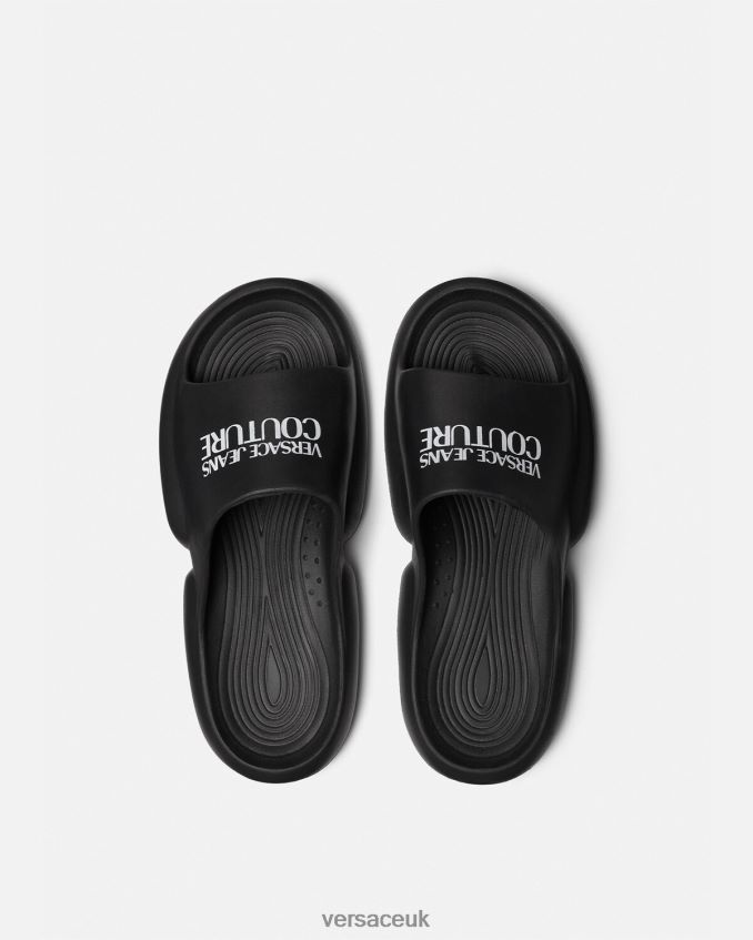 Men Versace Tago Logo Slides 6D2D062451 Black Shoe