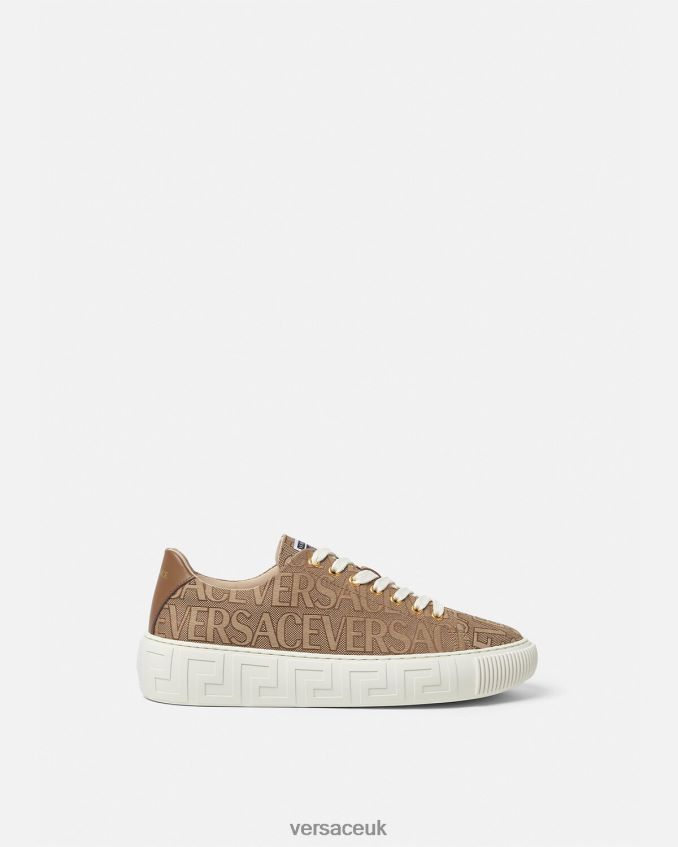 Men Versace Allover Greca Sneakers 6D2D061515 Brown Shoe