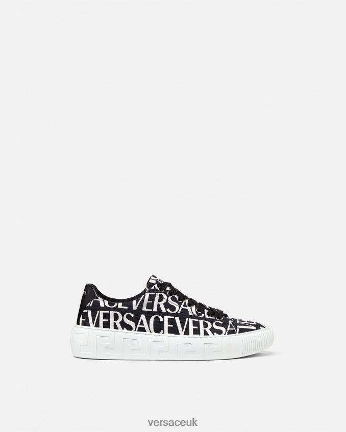 Men Versace Allover Greca Trainers 6D2D061550 Black & Print Shoe