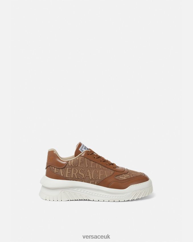 Men Versace Allover Odissea Sneakers 6D2D061513 Brown Shoe