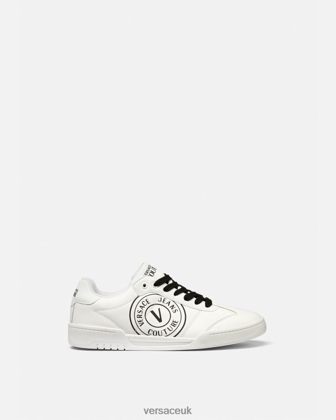 Men Versace Brooklyn V-Emblem Sneakers 6D2D062442 White & Black Shoe