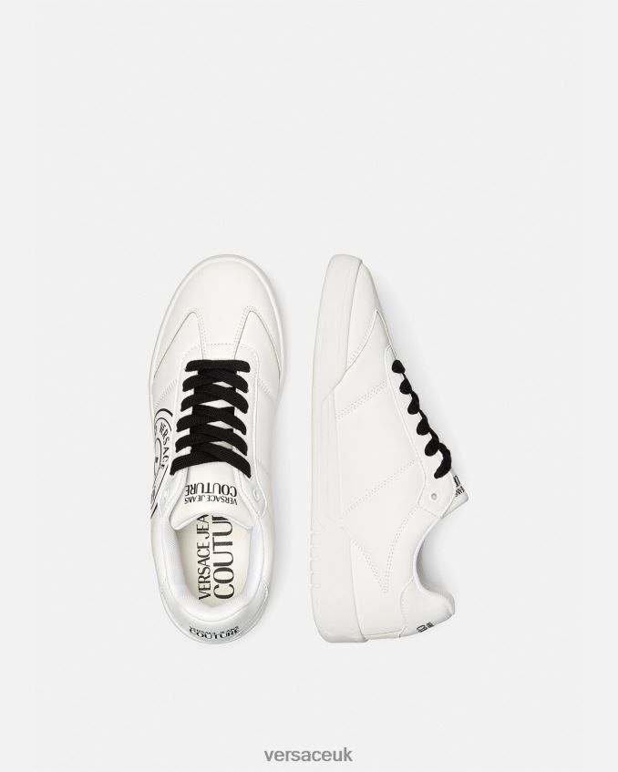 Men Versace Brooklyn V-Emblem Sneakers 6D2D062442 White & Black Shoe