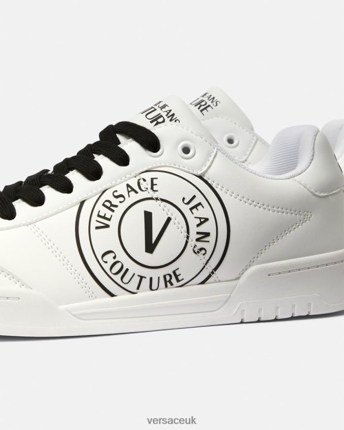 Men Versace Brooklyn V-Emblem Sneakers 6D2D062442 White & Black Shoe