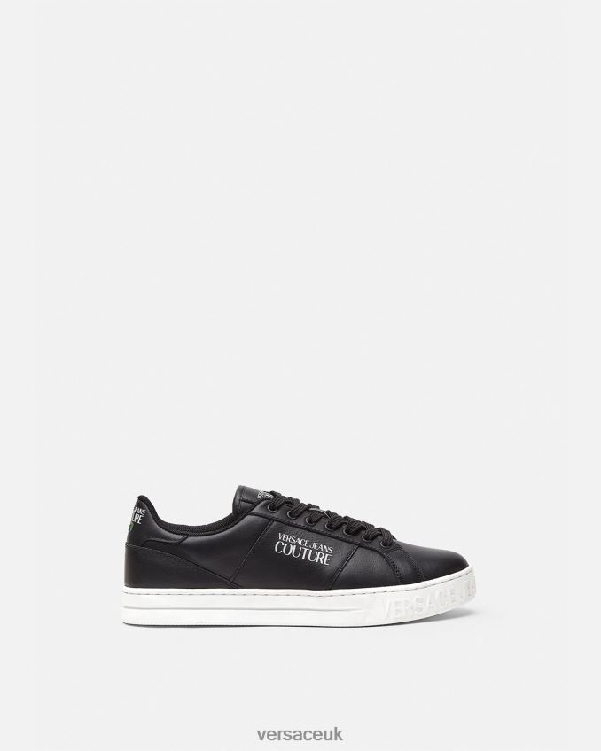 Men Versace Court 88 Logo Sneakers 6D2D062470 Black Shoe