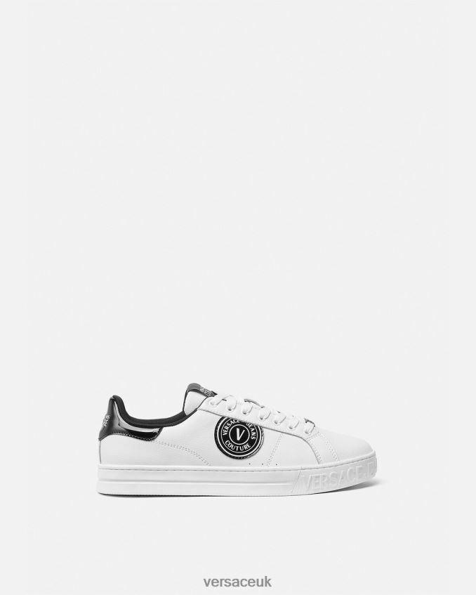 Men Versace Court 88 V-Emblem Logo Sneakers 6D2D062444 White & Black Shoe