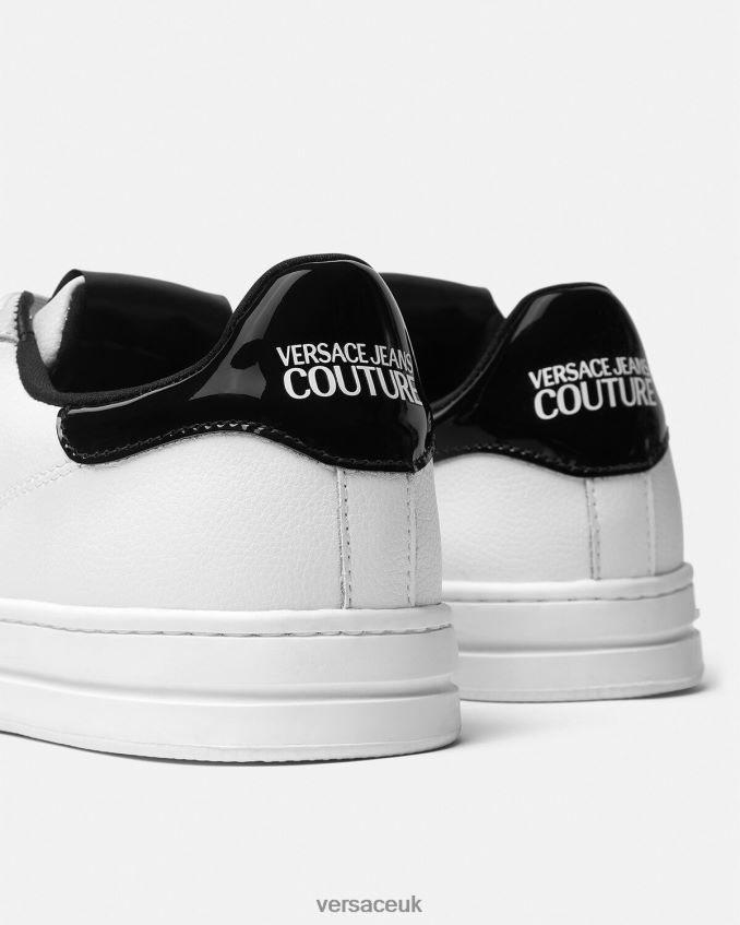Men Versace Court 88 V-Emblem Logo Sneakers 6D2D062444 White & Black Shoe