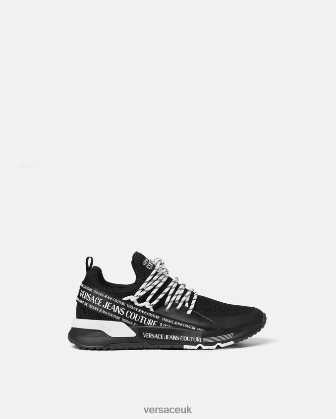 Men Versace Dynamic Logo Sneakers 6D2D062447 Black Shoe