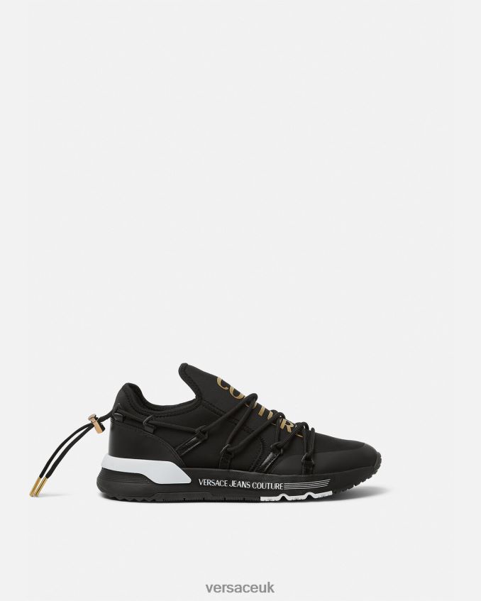 Men Versace Dynamic Sneakers 6D2D062446 Black & Gold Shoe