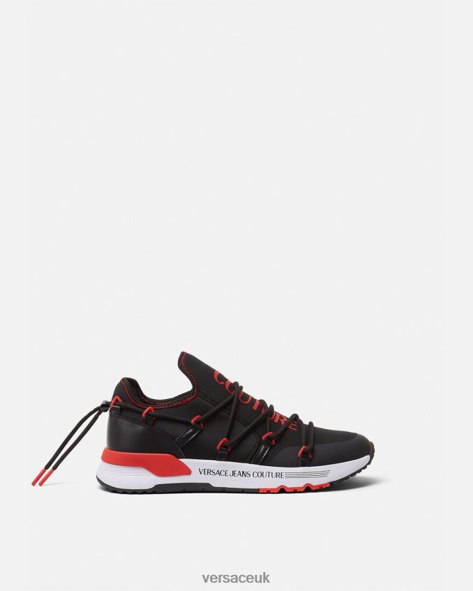 Men Versace Dynamic Sneakers 6D2D062454 Black & Red Shoe