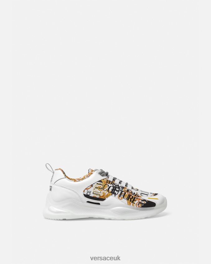 Men Versace Levion Logo Couture Sneakers 6D2D062456 Gold & White Shoe