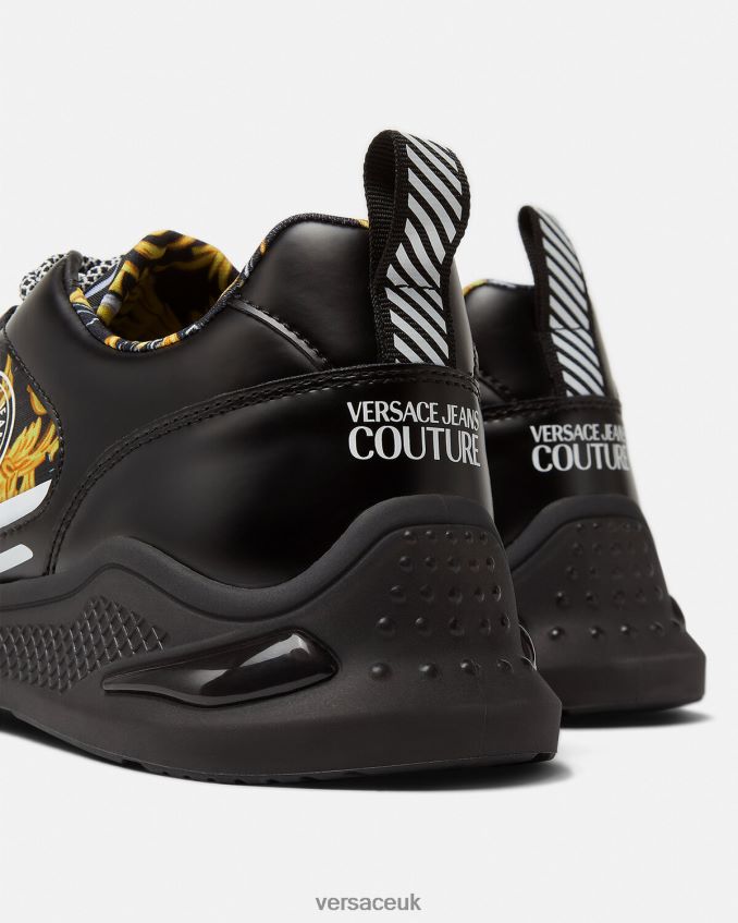Men Versace Levion Logo Couture Sneakers 6D2D062457 Black & Gold Shoe